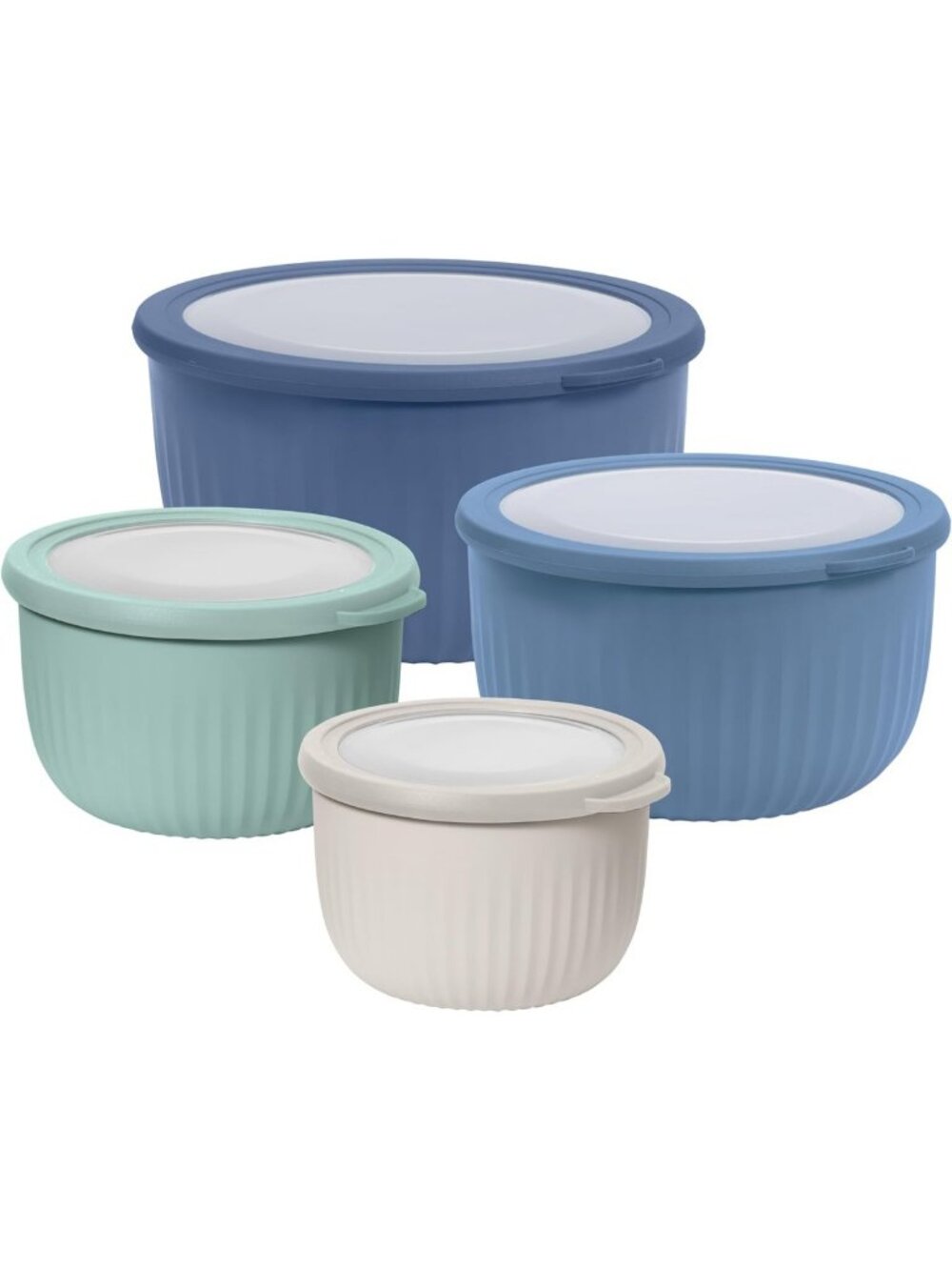 Multicolor Set of 4 Plastic Bowls with Lids - Prep, Store & Serve, Dishwasher